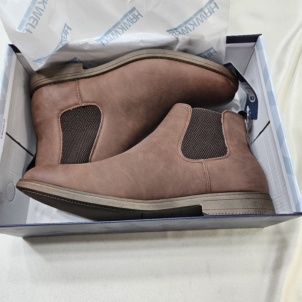 Hawkwell Chelsea Men's Casual Dress Ankle Boots Brown Size 14 NWT